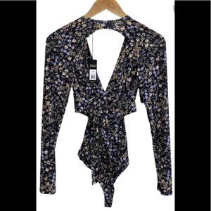 AFRM ViVi Black Floral Cutout Bodysuit🔥🔥NWT